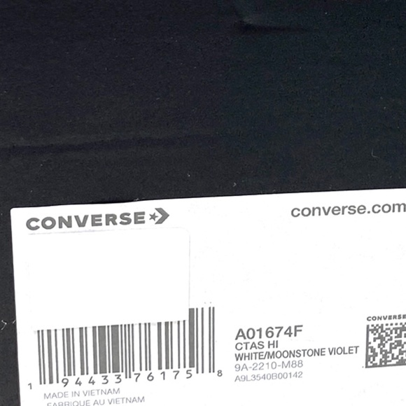 Converse Chuck Taylor High Kids Women Sneakers Violet White Canvas Skate A01674F - Picture 9 of 10